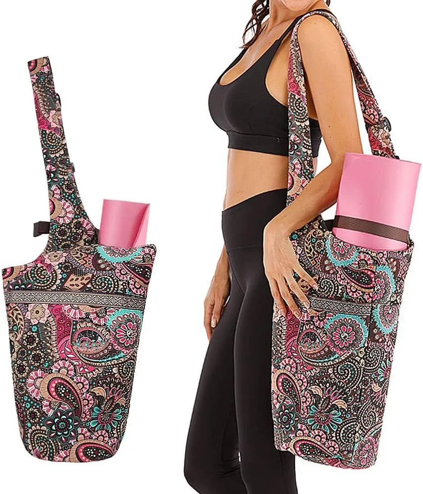 Mookis Yoga Mat Bag | Adjustable Shoulder Strap Yoga Bag | Large Size Pocket and Zipper Pocket | Multipurpose and Beautiful Yoga Mat carrier Bag Fits All Your Stuff