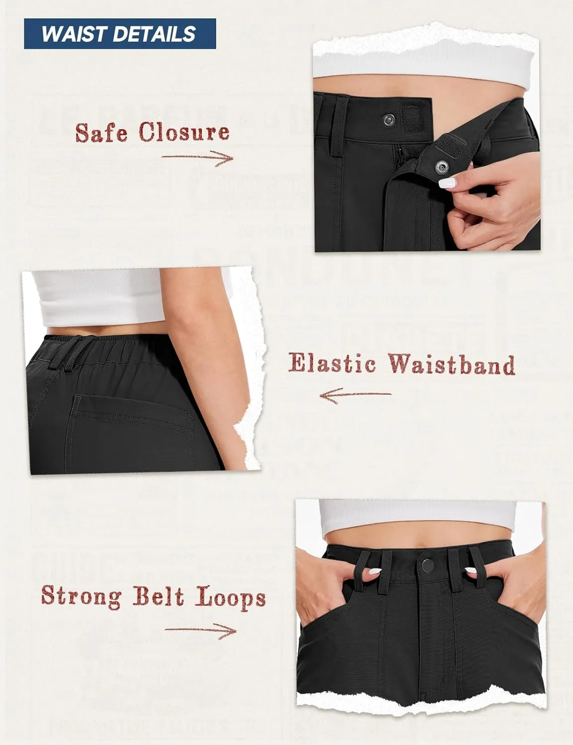 Moosehill Cargo Hiking Pants Women High Waisted Water Resistance Baggy Stretch Work Casual Travel Streetwear