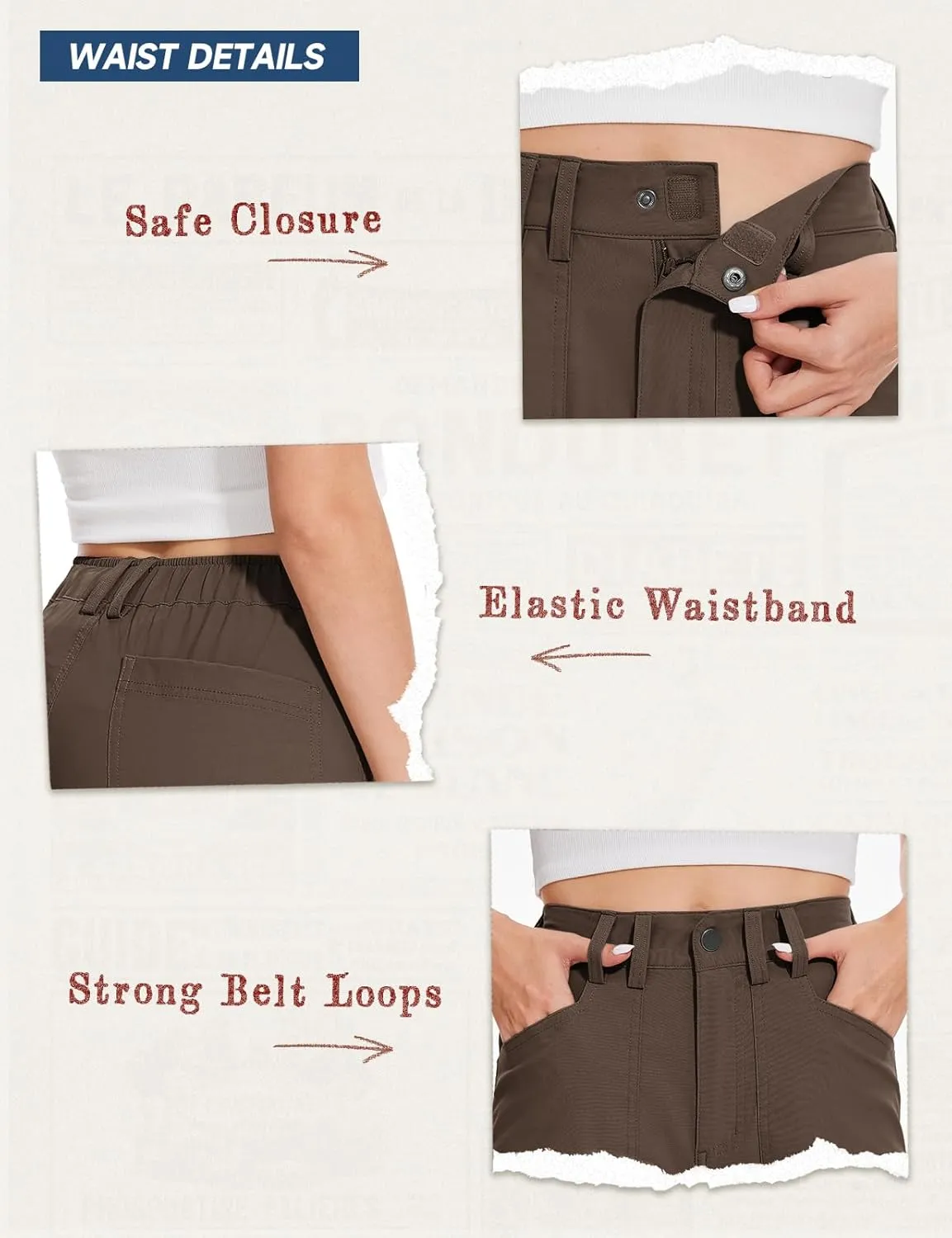 Moosehill Cargo Hiking Pants Women High Waisted Water Resistance Baggy Stretch Work Casual Travel Streetwear
