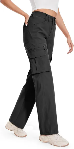Moosehill Cargo Hiking Pants Women High Waisted Water Resistance Baggy Stretch Work Casual Travel Streetwear