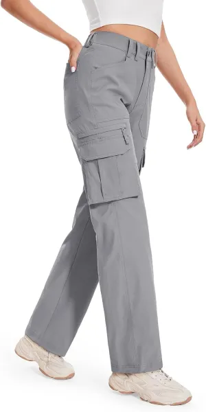 Moosehill Cargo Hiking Pants Women High Waisted Water Resistance Baggy Stretch Work Casual Travel Streetwear