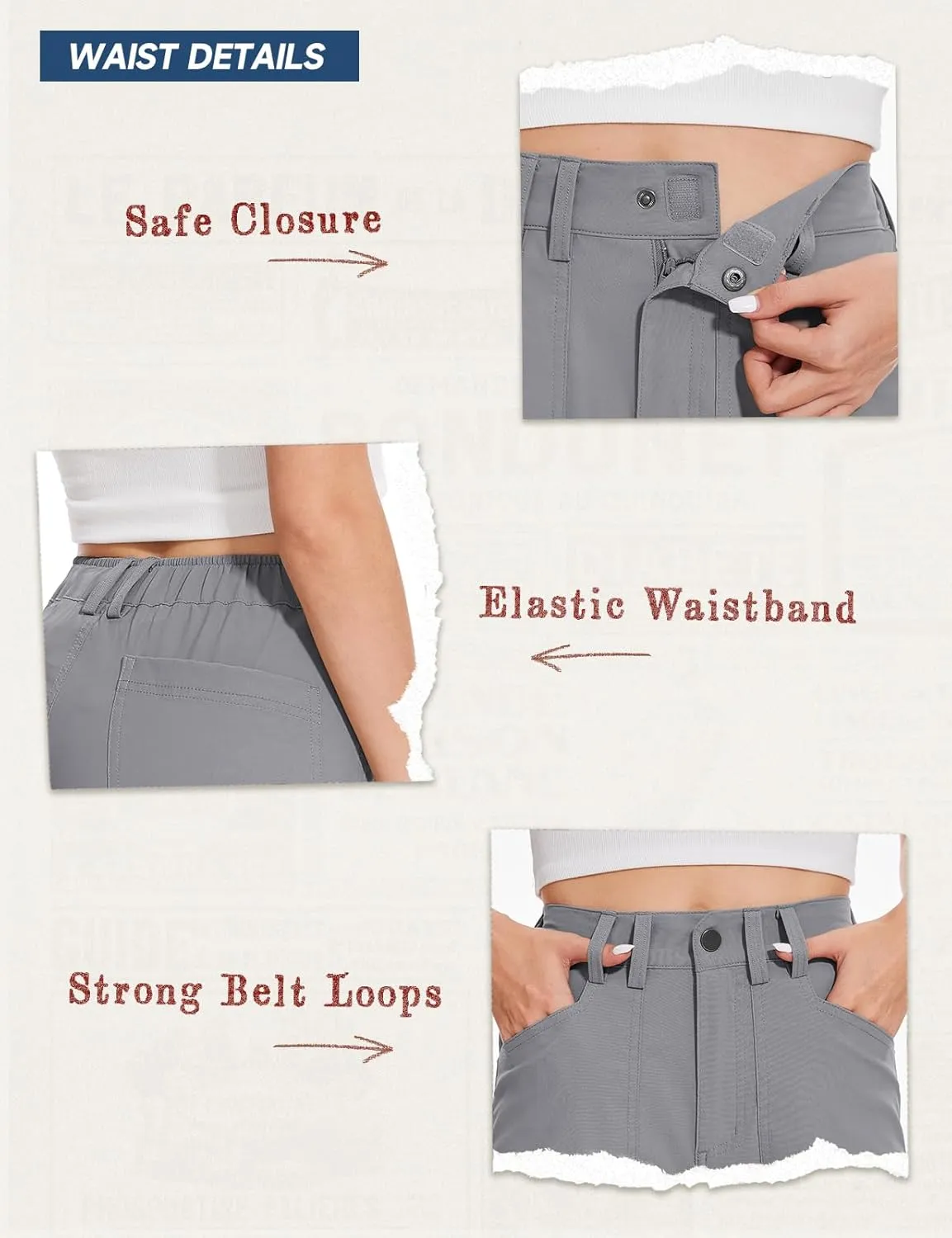 Moosehill Cargo Hiking Pants Women High Waisted Water Resistance Baggy Stretch Work Casual Travel Streetwear