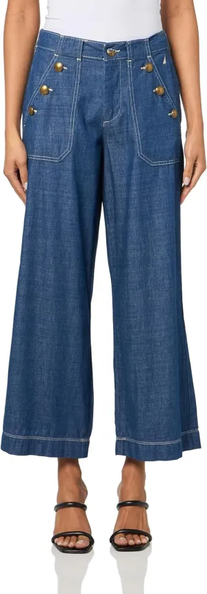 Nautica Women's Button Pocket Wide Leg Sailor Jeans