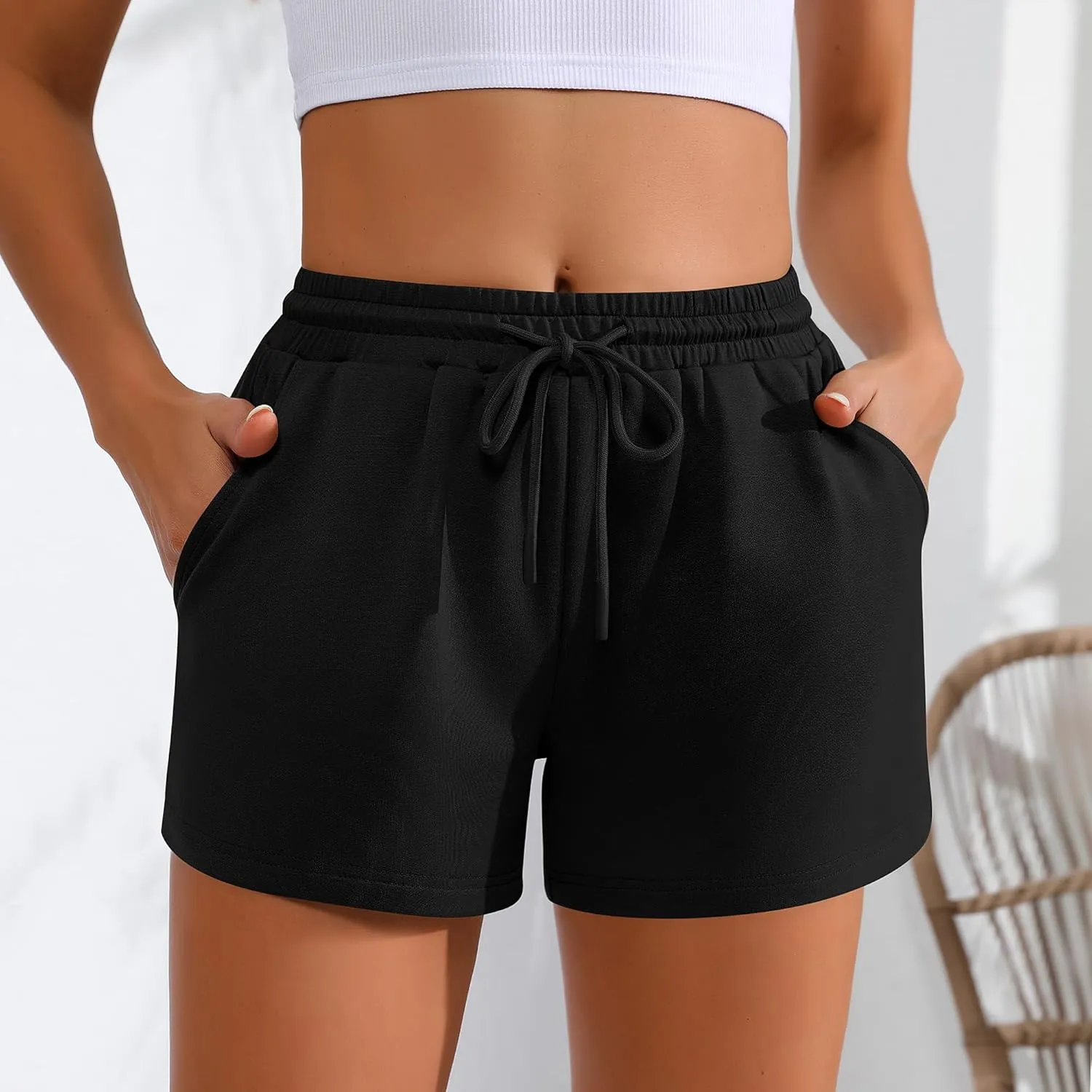 Neer 3 Pack Womens Sweat Shorts Comfy Casual Lounge Drawstring High Waist Summer Athletic Shorts with Pocket 2025