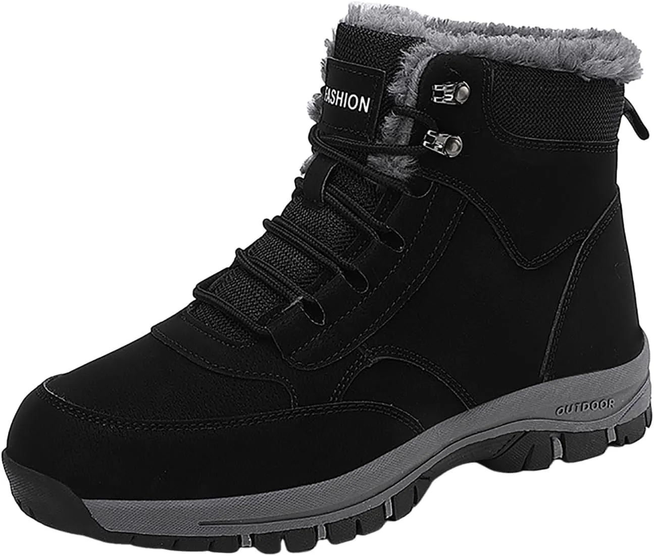 Non Slip Snow Boots for Men Fleece Lined Warm Ankle Boots Lace Up Cold Proof Winter Boots Insulated Rain Boots for Men