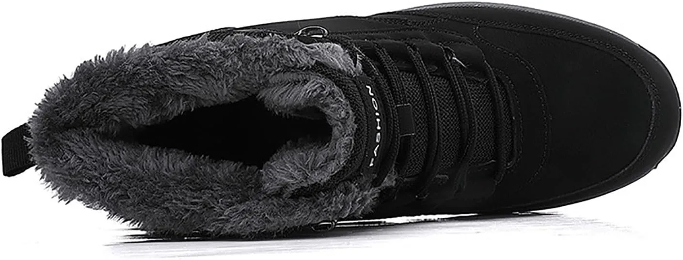 Non Slip Snow Boots for Men Fleece Lined Warm Ankle Boots Lace Up Cold Proof Winter Boots Insulated Rain Boots for Men