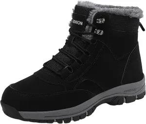 Non Slip Snow Boots for Men Fleece Lined Warm Ankle Boots Lace Up Cold Proof Winter Boots Insulated Rain Boots for Men