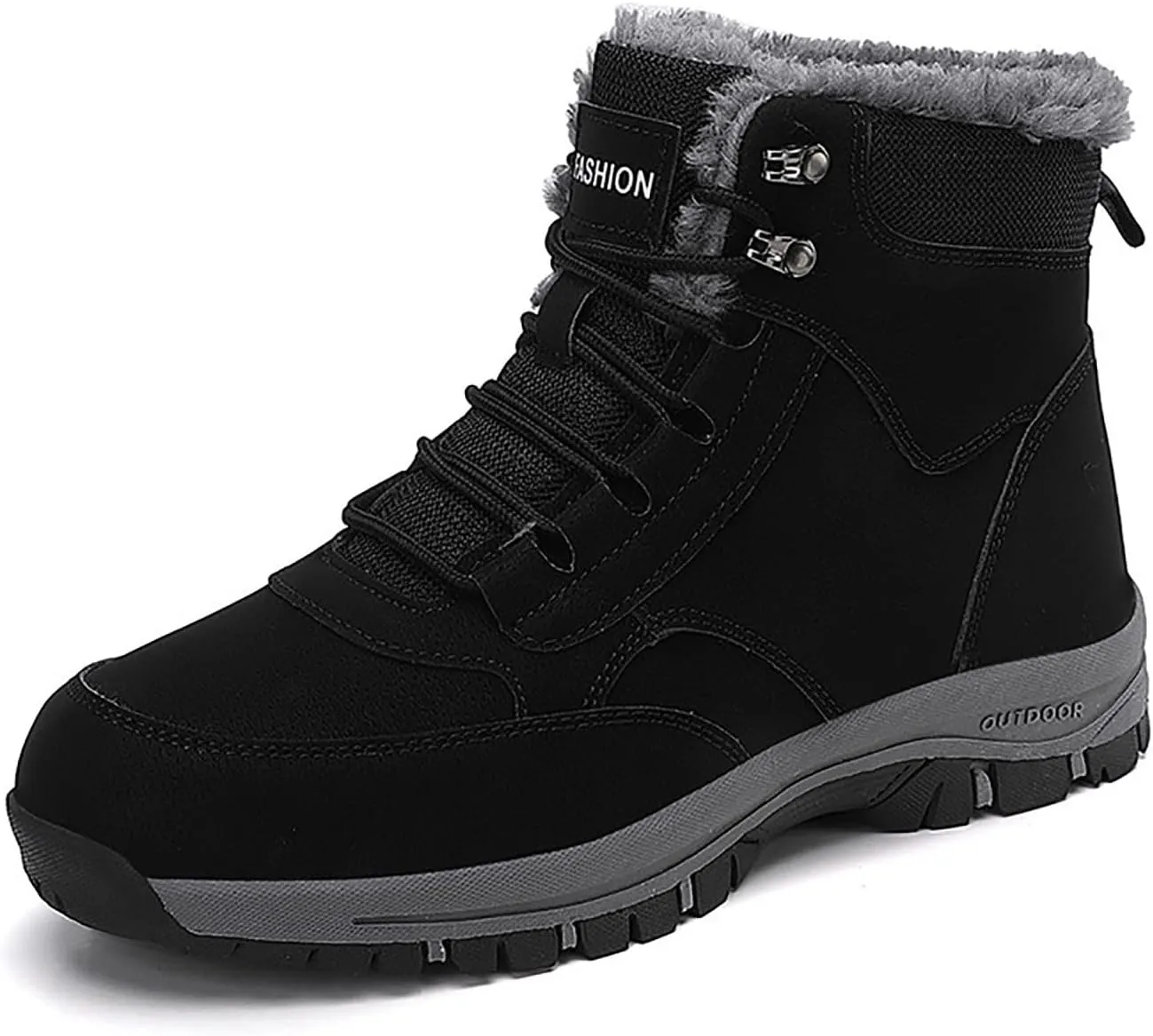 Non Slip Snow Boots for Men Fleece Lined Warm Ankle Boots Lace Up Cold Proof Winter Boots Insulated Rain Boots for Men