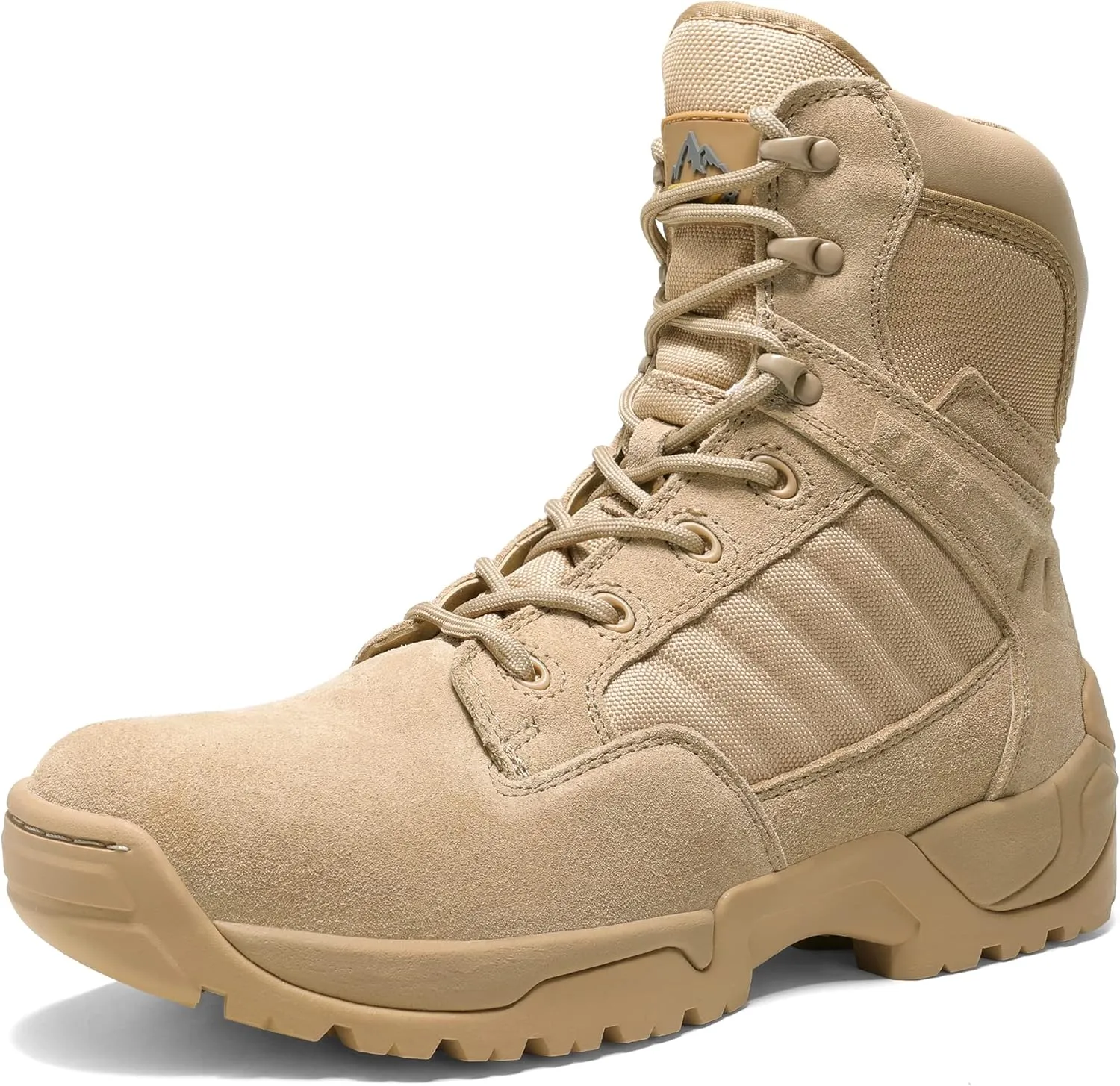 NORTIV 8 Men's Military Tactical Work Boots Side Zipper Leather Motorcycle Combat Boots Trooper(6-8 Inches)