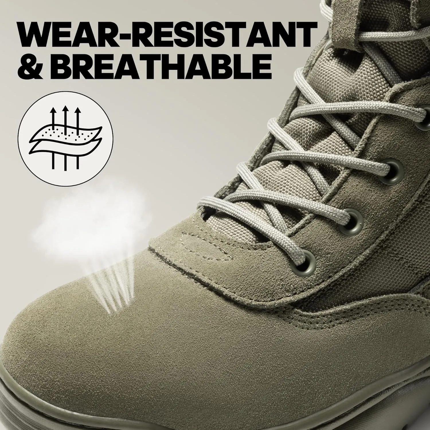 NORTIV 8 Men's Military Tactical Work Boots Side Zipper Leather Motorcycle Combat Boots Trooper(6-8 Inches)