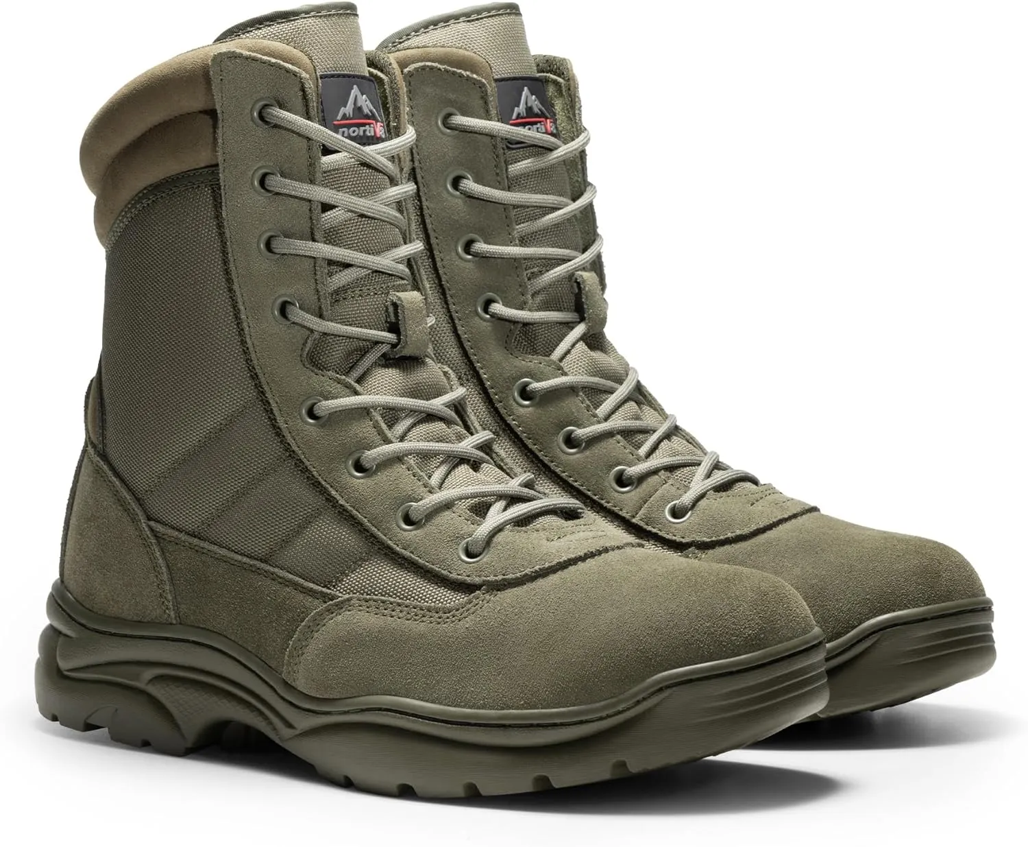 NORTIV 8 Men's Military Tactical Work Boots Side Zipper Leather Motorcycle Combat Boots Trooper(6-8 Inches)