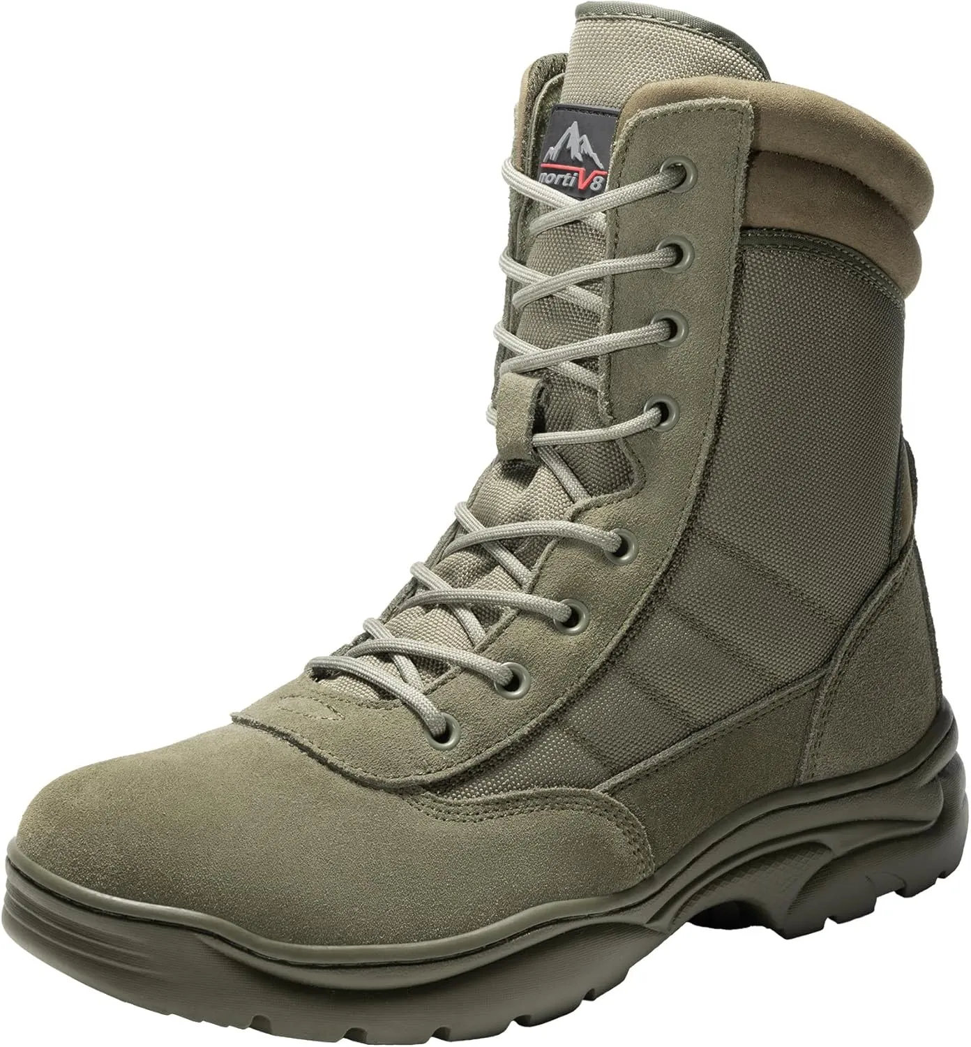 NORTIV 8 Men's Military Tactical Work Boots Side Zipper Leather Motorcycle Combat Boots Trooper(6-8 Inches)