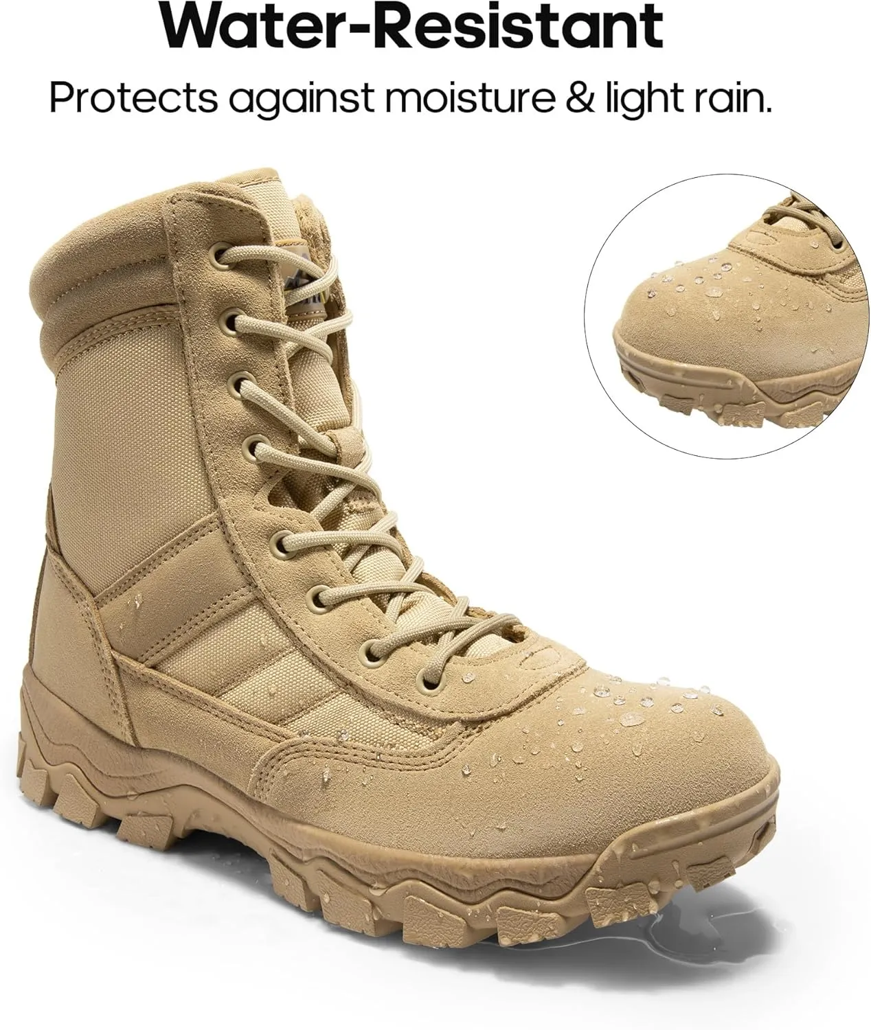NORTIV 8 Men's Tactical Military Work Boots Side Zipper Outdoor Motorcycle Combat Boots 8 Inches 2.0 Trooper-pro