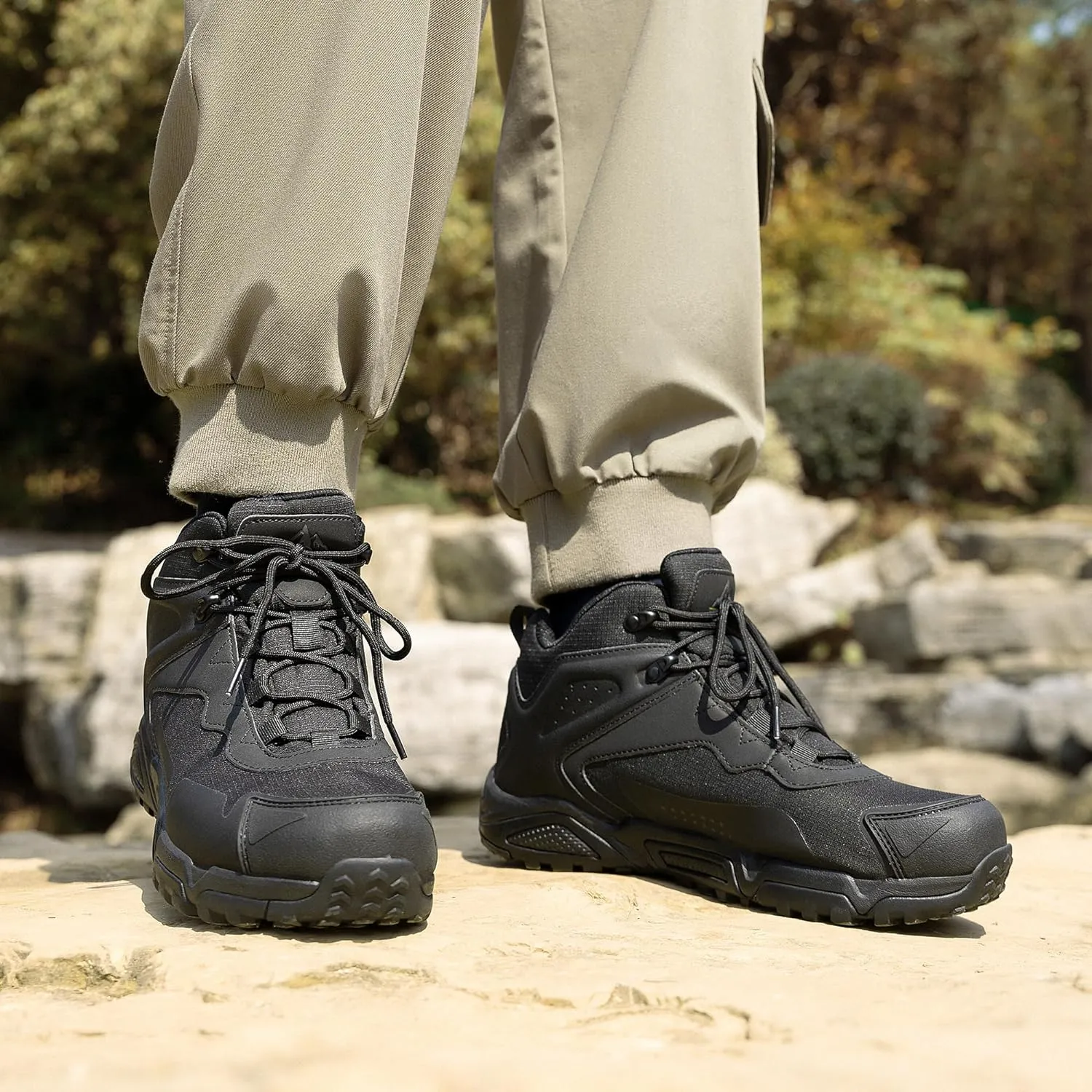 NORTIV 8 Men's Waterproof Hiking Boots Lightweight Mid Ankle Trekking Trails Outdoor Boots