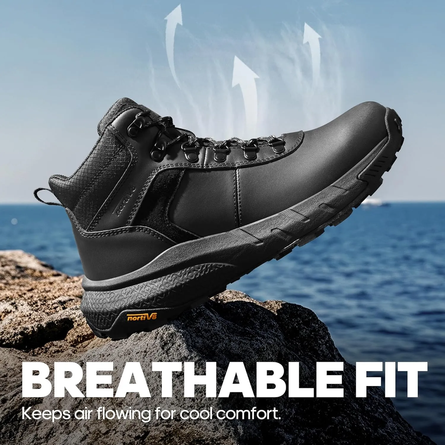 NORTIV 8 Men's Waterproof Hiking Boots Lightweight Outdoor Mid Trekking Leather Shoes DriftShield