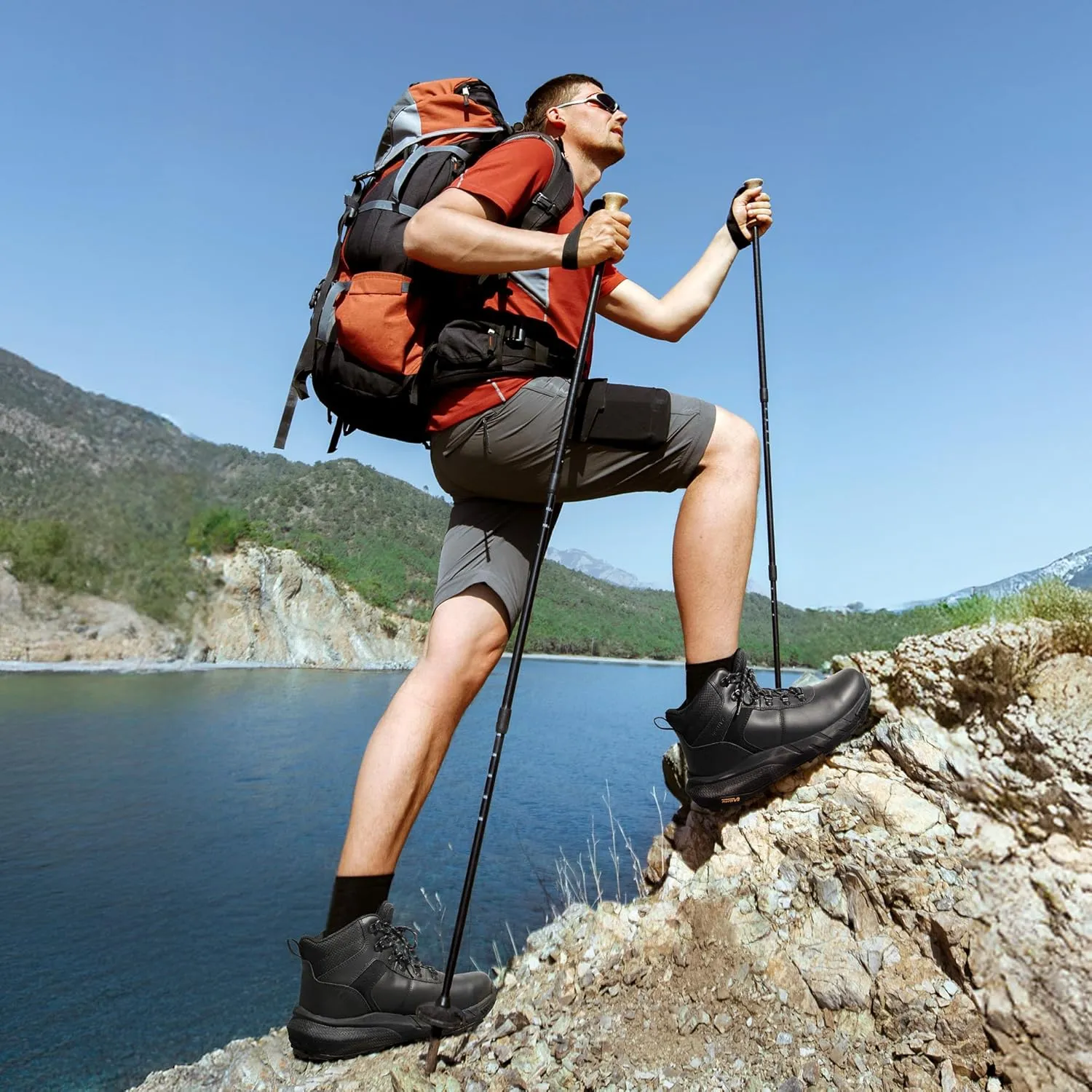 NORTIV 8 Men's Waterproof Hiking Boots Lightweight Outdoor Mid Trekking Leather Shoes DriftShield