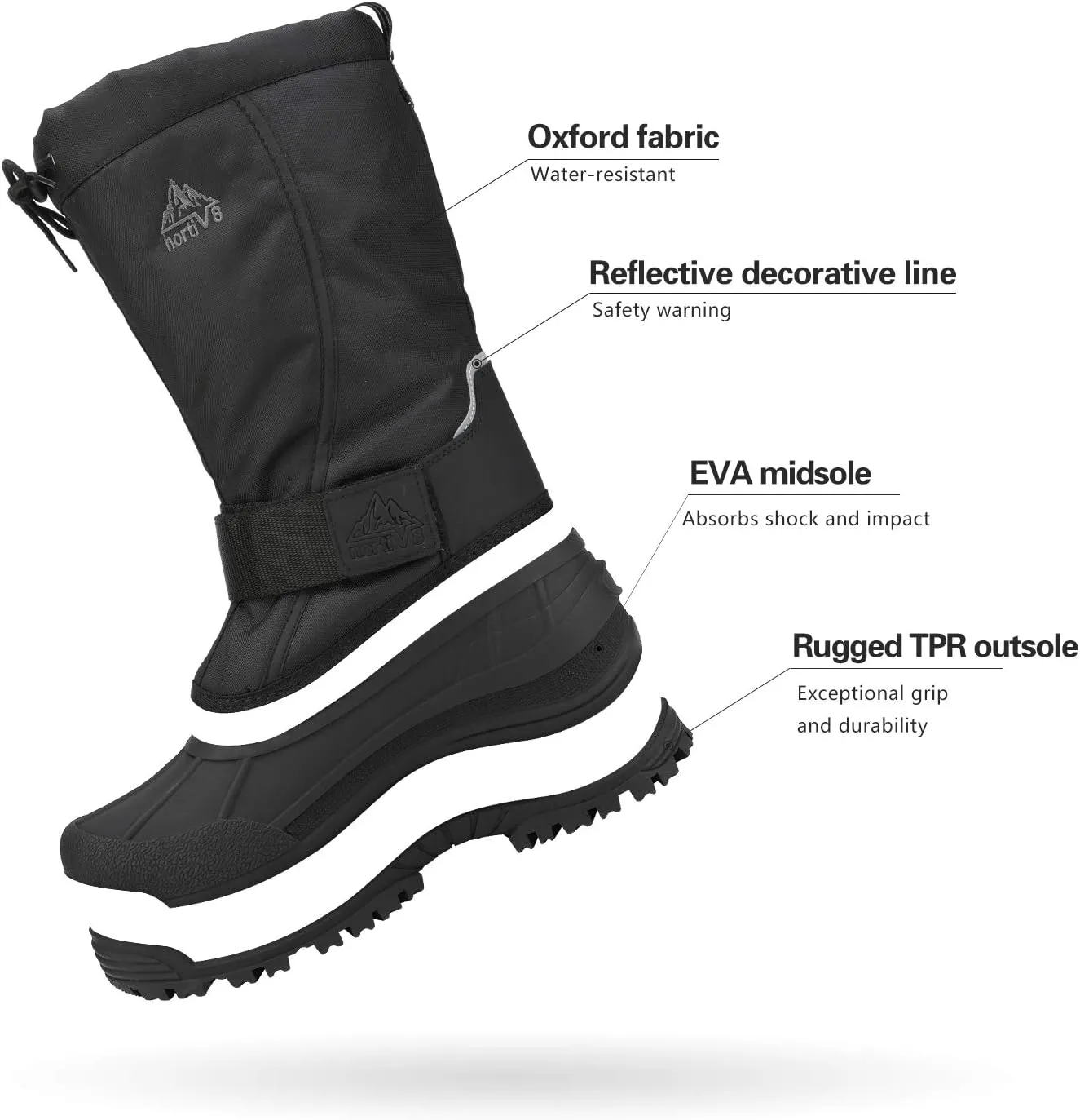 NORTIV 8 Men's Waterproof Hiking Winter Snow Boots Insulated Fur Liner Lightweight Outdoor Tall Boots