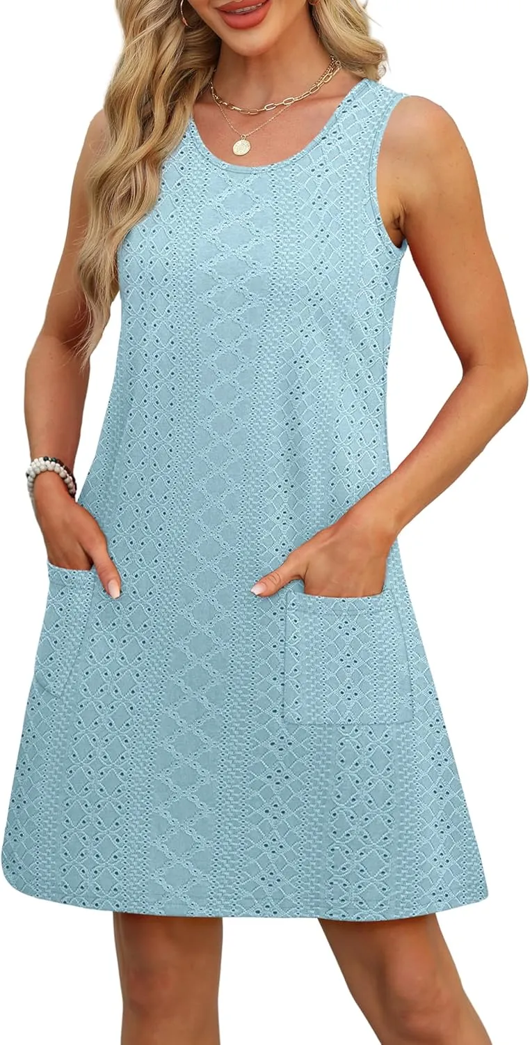 OFEEFAN Summer Dresses for Women Casual Sundress with Pocket Beach Cover Up Swimsuit