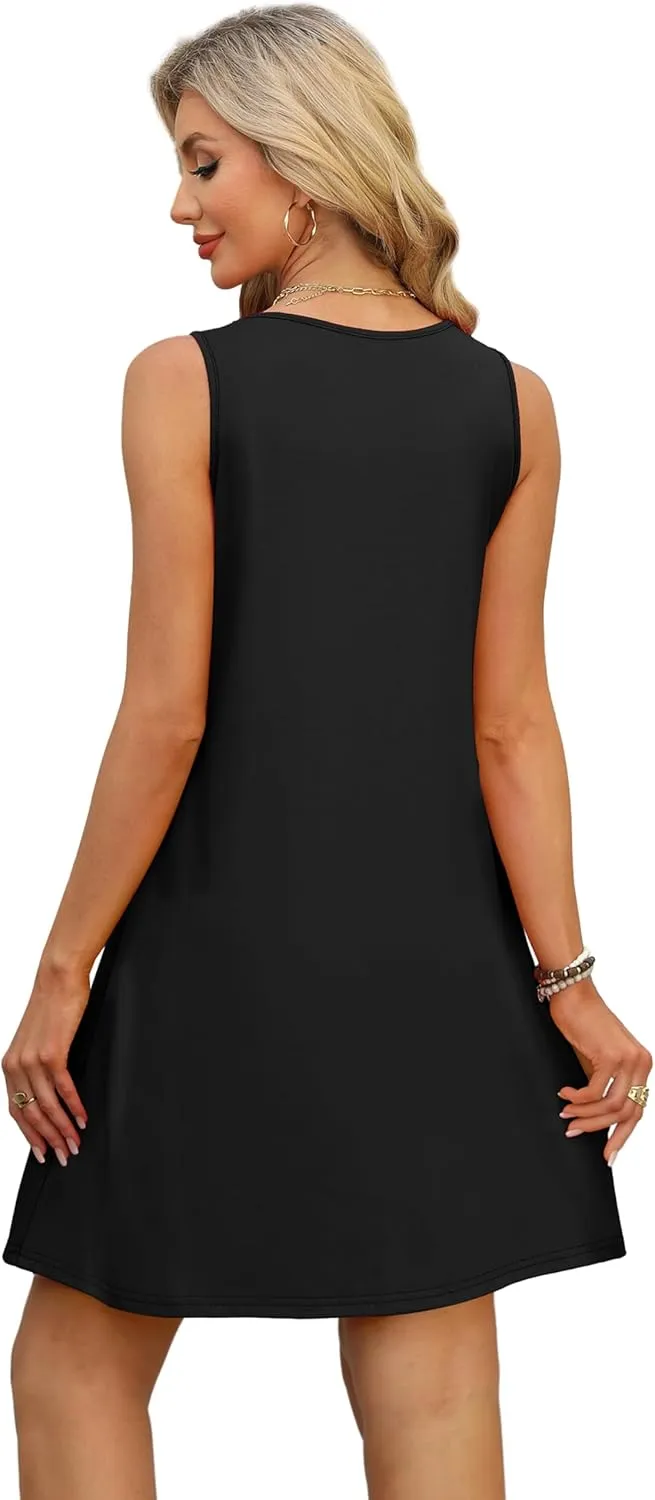OFEEFAN Summer Dresses for Women Casual Sundress with Pocket Beach Cover Up Swimsuit