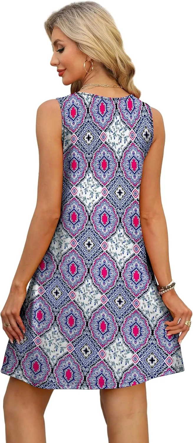 OFEEFAN Summer Dresses for Women Casual Sundress with Pocket Beach Cover Up Swimsuit
