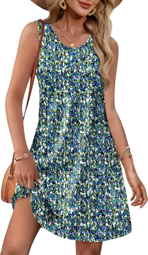 OFEEFAN Summer Dresses for Women Casual Sundress with Pocket Beach Cover Up Swimsuit