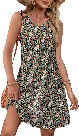 OFEEFAN Summer Dresses for Women Casual Sundress with Pocket Beach Cover Up Swimsuit