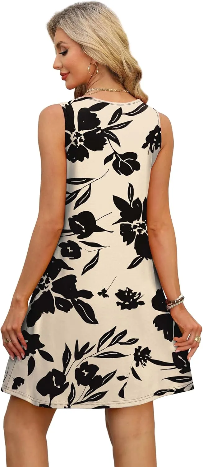 OFEEFAN Summer Dresses for Women Casual Sundress with Pocket Beach Cover Up Swimsuit