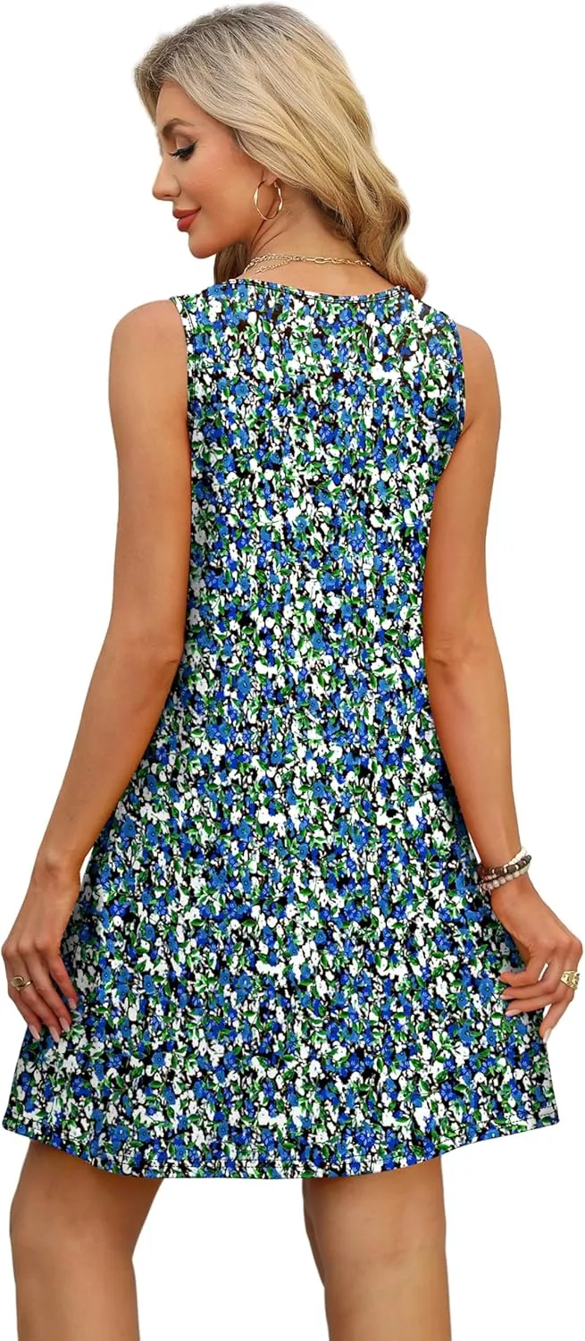 OFEEFAN Summer Dresses for Women Casual Sundress with Pocket Beach Cover Up Swimsuit