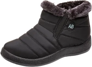 oiangi Platform Snow Boots for Women Waterproof Fashion Quilted Keep Warm Round Toe Slip-on Flats Booties Winter Soft Comfortable Outdoor Casual Shoes