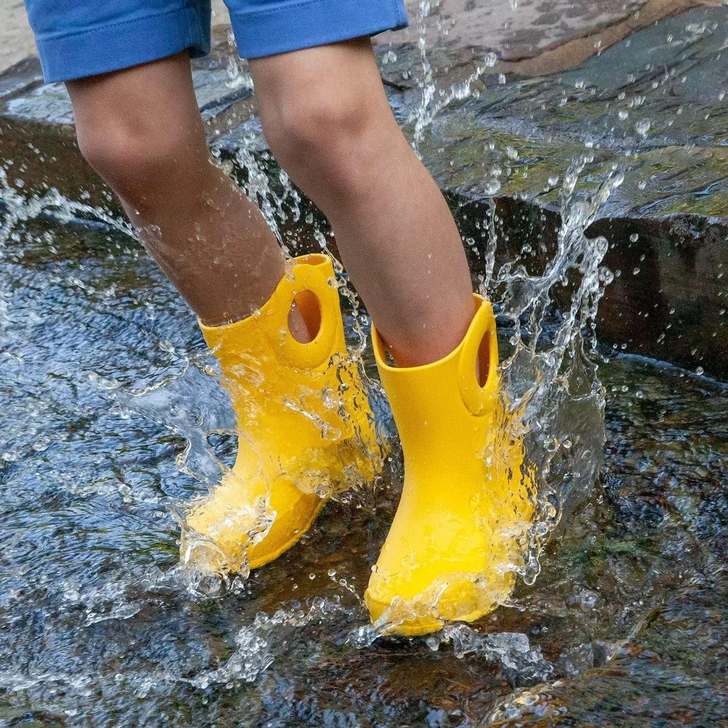 OKABASHI Kid's Kendall Rain Boot | Waterproof Design | Machine Washable | Easy-On Handles | Latex Free | Sustainably Made in the USA