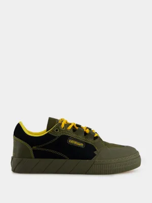 Olive Green Low-Top Vulcanized Sneakers