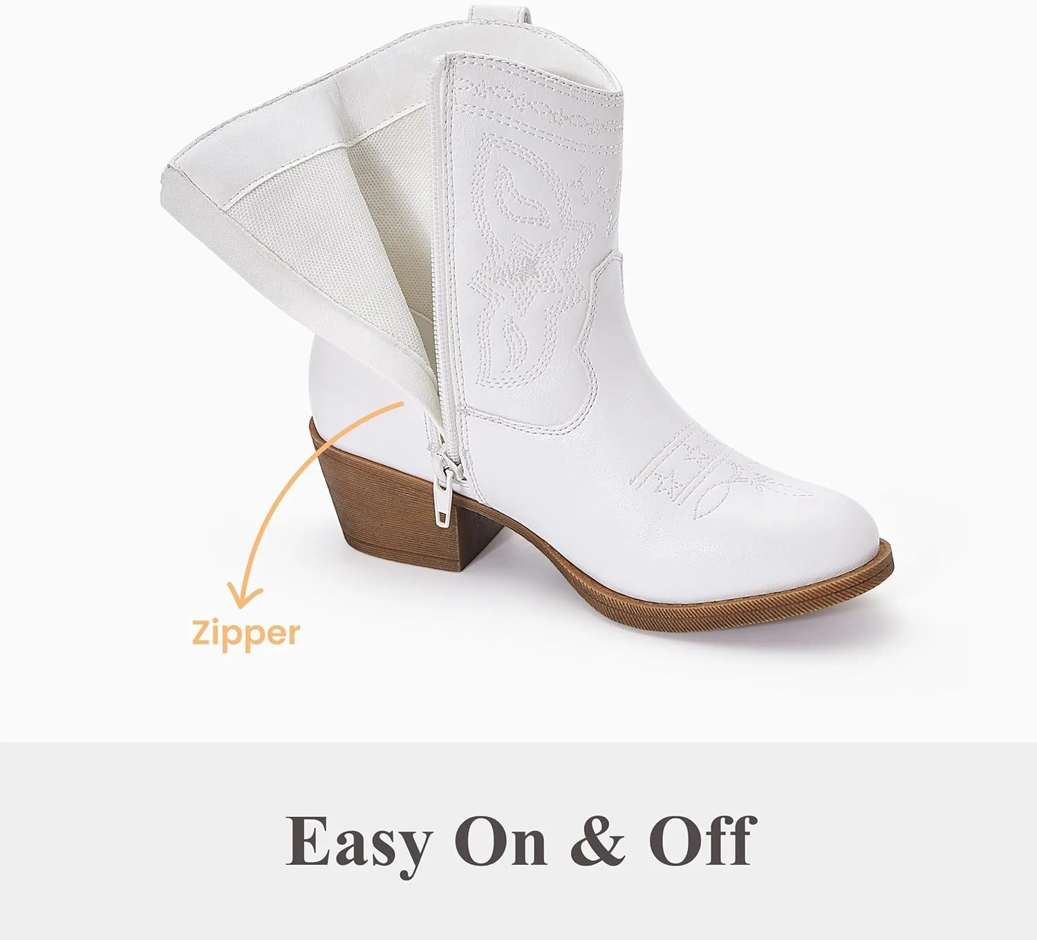 PATPAT Kids Cowboy Boots for Girls and Boys – Western Mid Calf Cowgirl Boots with Embroidered and Zipper Design, Riding Shoes for Little Kid/Big Kid