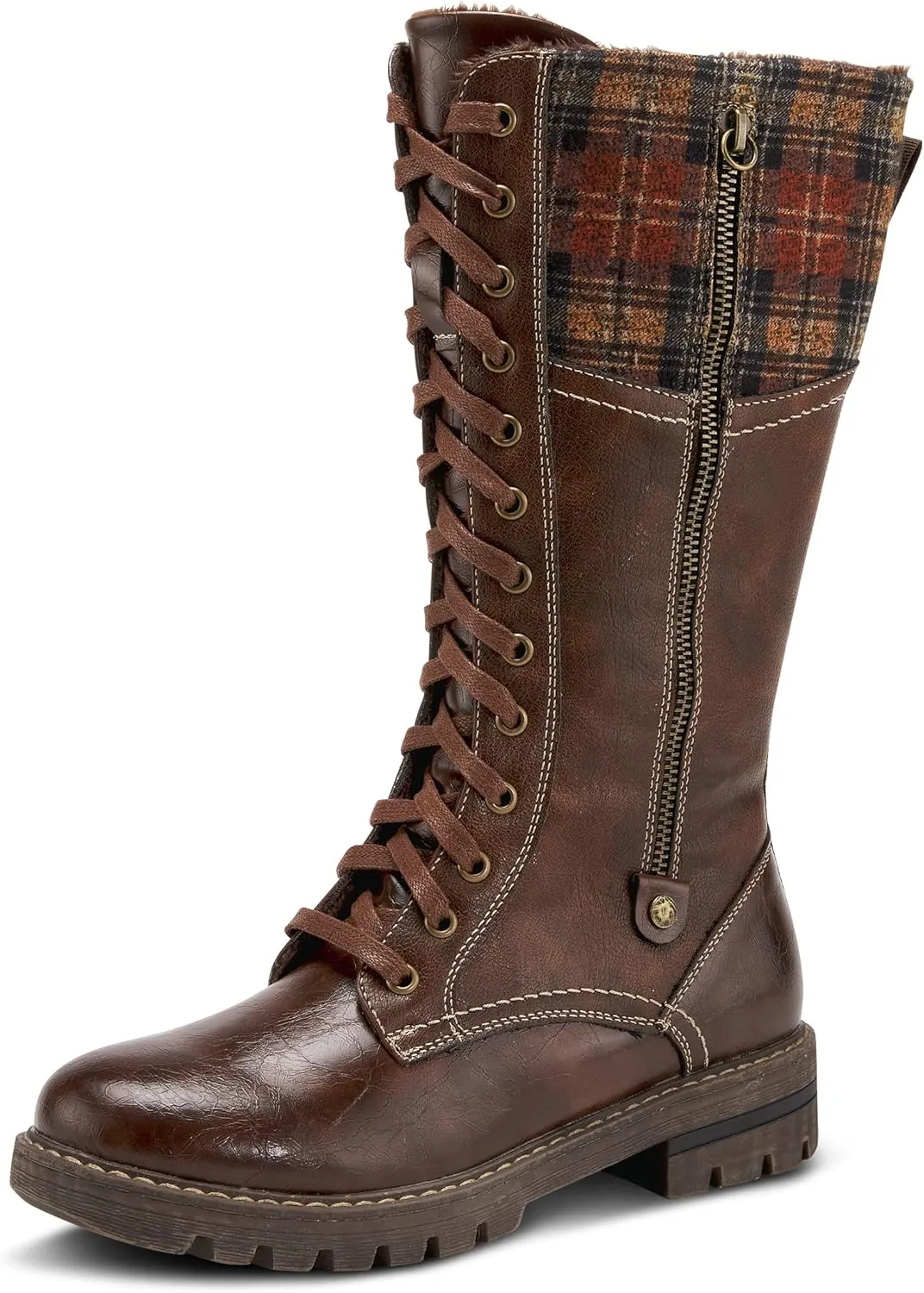 PATRIZIA Spring Step Chickeze Tall Boots for Women - Pull-On Ladies Boots with Lace-up, Zipper Closure - Womens Boots for Outdoor