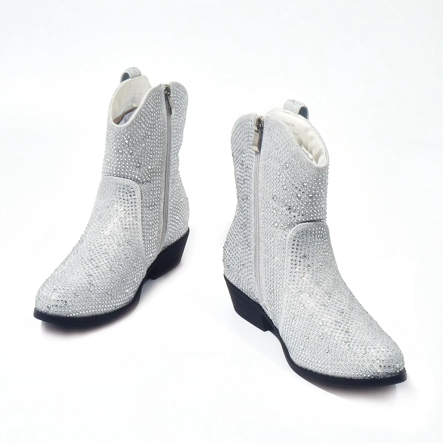 PEPPEP Western Cowgirl Cowboy Ankle Boots for Women or Ladies, Mid Calf, Vegan Leather Embroidered Upper, Low Heel, Fashionable Pointed-toe, Well Made