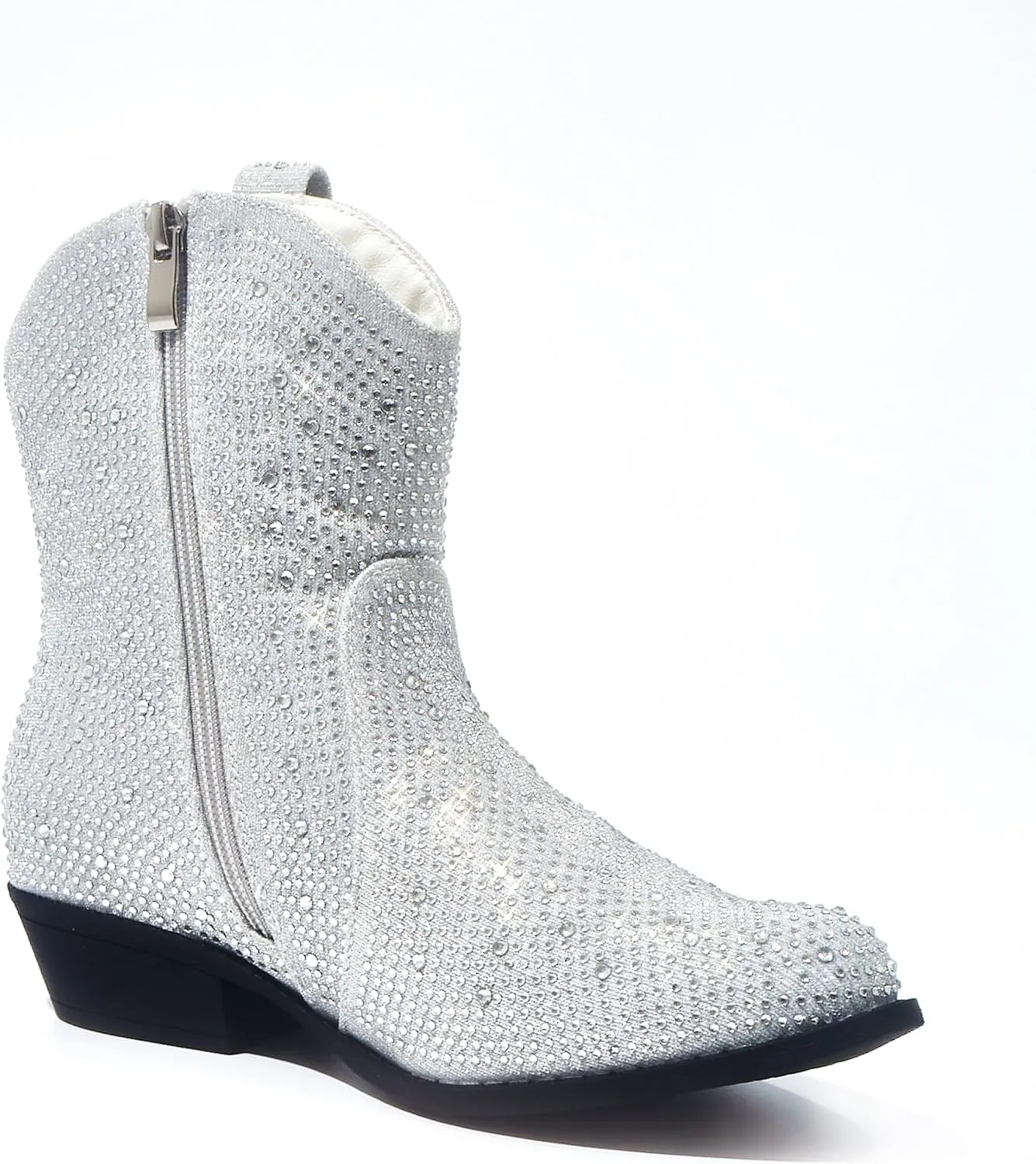 PEPPEP Western Cowgirl Cowboy Ankle Boots for Women or Ladies, Mid Calf, Vegan Leather Embroidered Upper, Low Heel, Fashionable Pointed-toe, Well Made