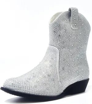 PEPPEP Western Cowgirl Cowboy Ankle Boots for Women or Ladies, Mid Calf, Vegan Leather Embroidered Upper, Low Heel, Fashionable Pointed-toe, Well Made