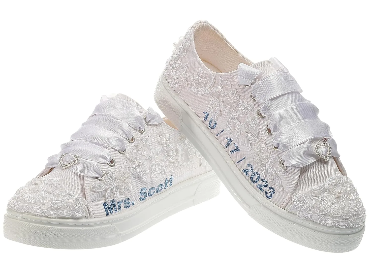 Personalized for Brides, Bridal Sneakers, Stilo Special shoes Low Top Wedding White Bridal, Low Top Wedding Shoes White color New (9 US)