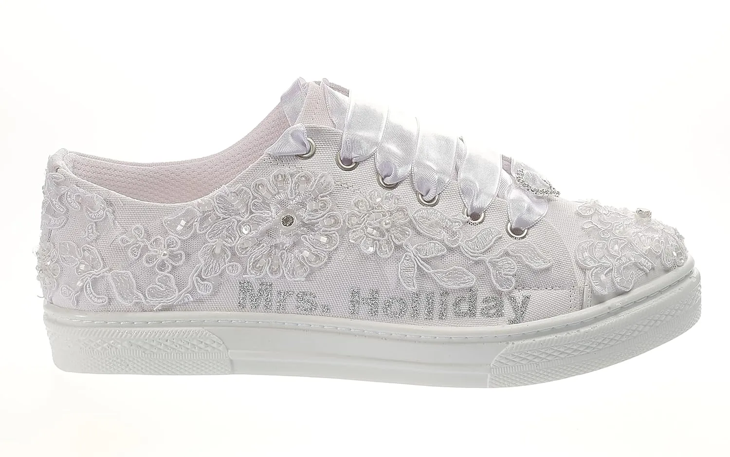 Personalized for Brides, Bridal Sneakers, Stilo Special shoes Low Top Wedding White Bridal, Low Top Wedding Shoes White color New (9 US)