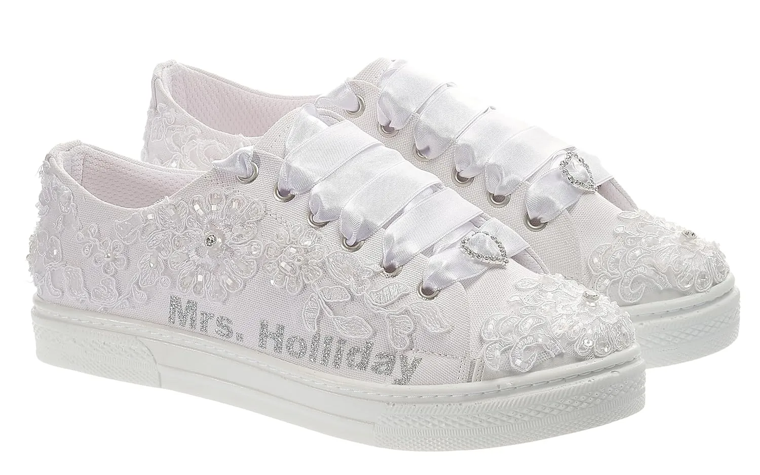 Personalized for Brides, Bridal Sneakers, Stilo Special shoes Low Top Wedding White Bridal, Low Top Wedding Shoes White color New (9 US)
