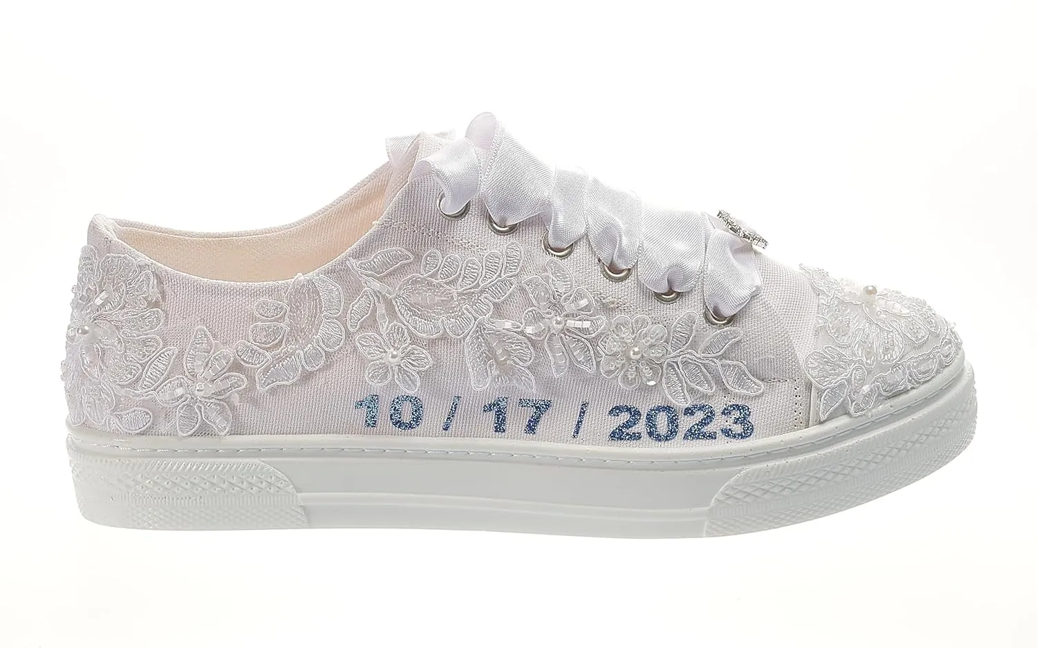 Personalized for Brides, Bridal Sneakers, Stilo Special shoes Low Top Wedding White Bridal, Low Top Wedding Shoes White color New (9 US)