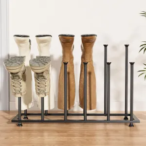pickpiff Freestanding Boot Rack Organizer Tall Boots - Black Metal Boot Rack for Dorm Room, Closet, Entryway, Bedroom, Patio Outdoor, Hallway, Black, Shoe Storage Fit for 6 Pairs