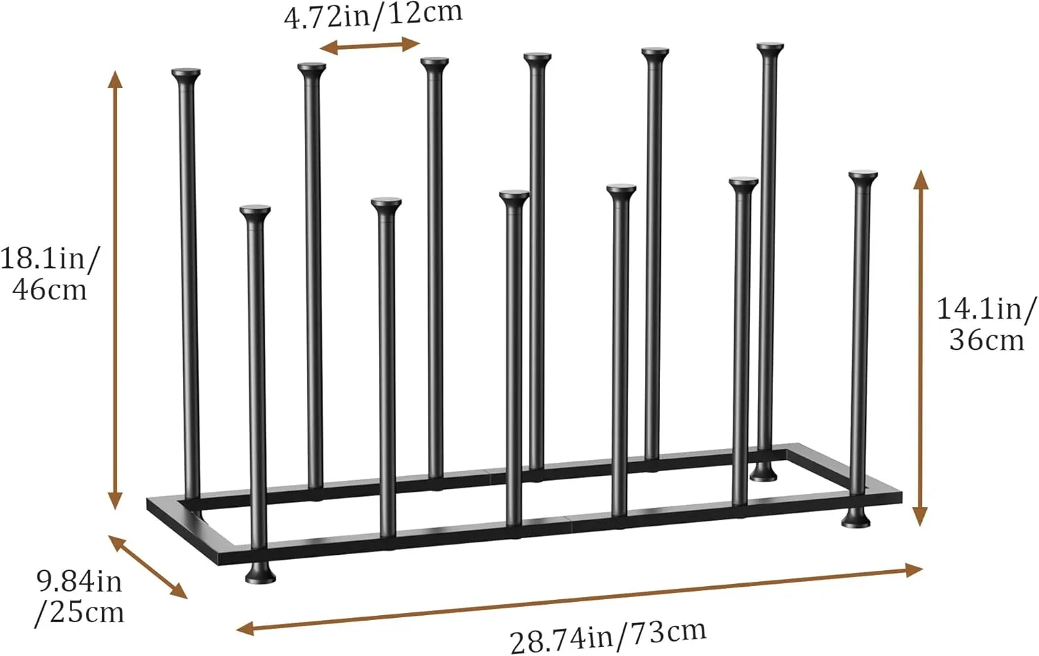 pickpiff Freestanding Boot Rack Organizer Tall Boots - Black Metal Boot Rack for Dorm Room, Closet, Entryway, Bedroom, Patio Outdoor, Hallway, Black, Shoe Storage Fit for 6 Pairs