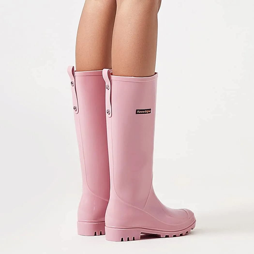planone Tall Rain Boots Women Fashion Waterproof Boots for Women Light Outdoor Garden Shoes Muck Boots for Ladies Non Slip Work Shoes Rubber Boots with Premium Comfort Insole
