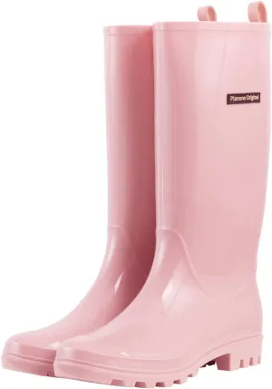 planone Tall Rain Boots Women Fashion Waterproof Boots for Women Light Outdoor Garden Shoes Muck Boots for Ladies Non Slip Work Shoes Rubber Boots with Premium Comfort Insole