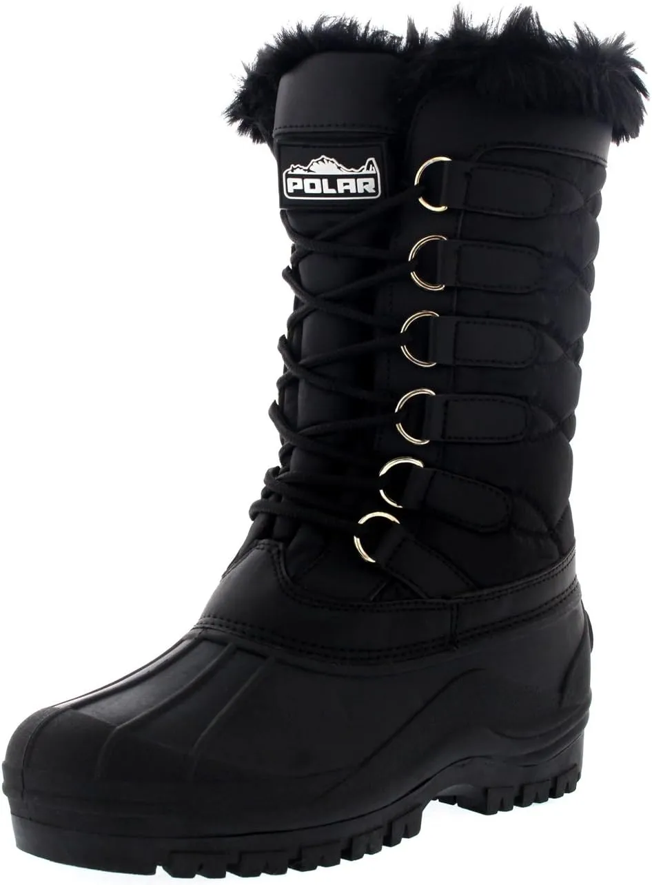 POLAR Womens Nylon Cold Weather Outdoor Snow Duck Winter Rain Lace Boo