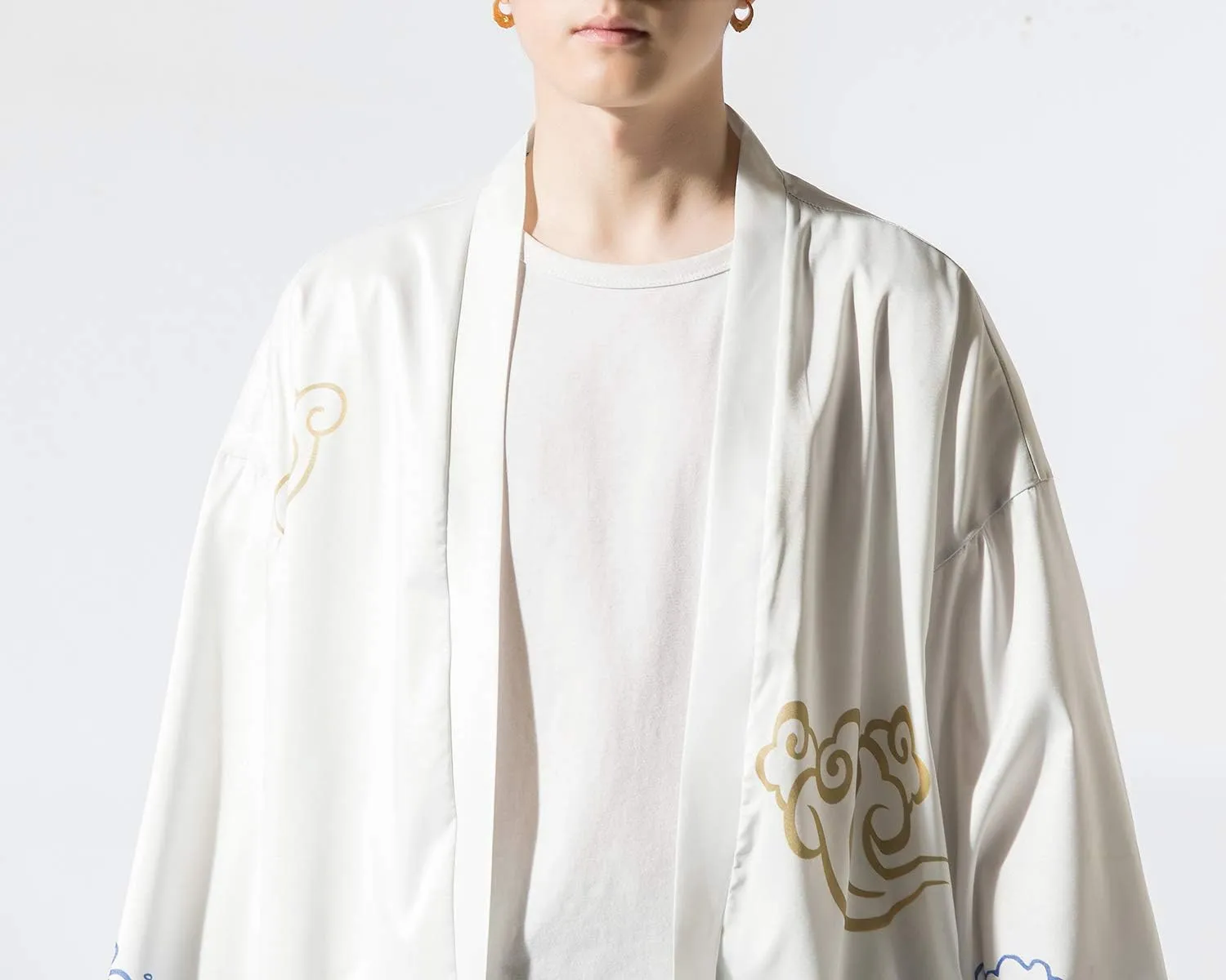 PRIJOUHE Men's Japanese Kimono Cardigan Jackets Casual Long Sleeve Open Front Coat Lightweight Yukata Outwear