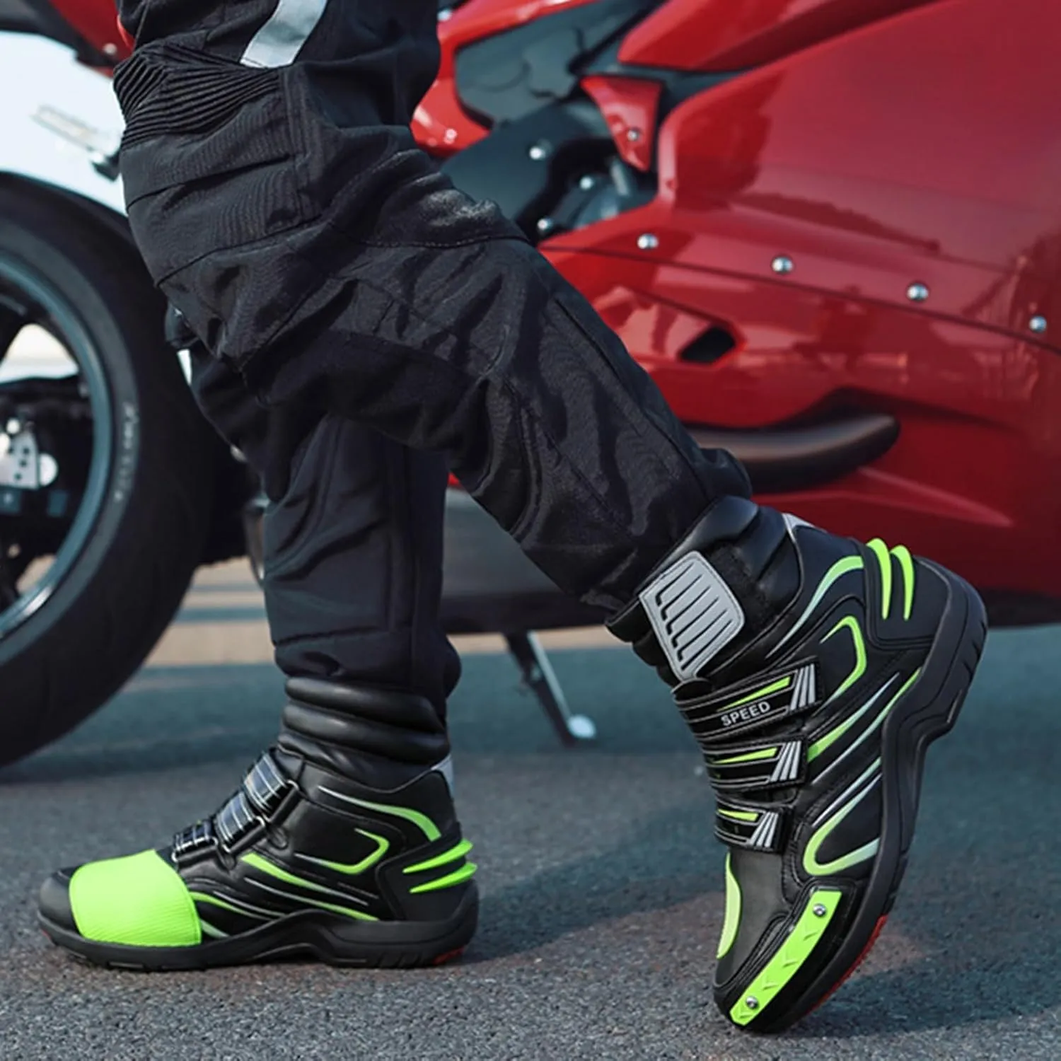 Professional Motorcycle Shoes,Streetbike High Top Ankle Support Motorcycle Boots Men,Outdoor Waterproof Anti-Slip Womens Biker Boots,Unisex,for Four Seasons