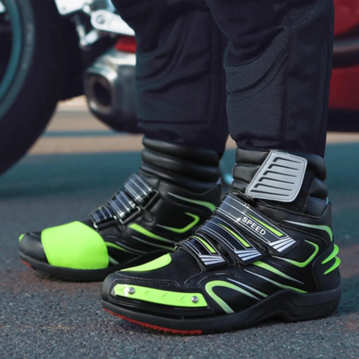Professional Motorcycle Shoes,Streetbike High Top Ankle Support Motorcycle Boots Men,Outdoor Waterproof Anti-Slip Womens Biker Boots,Unisex,for Four Seasons
