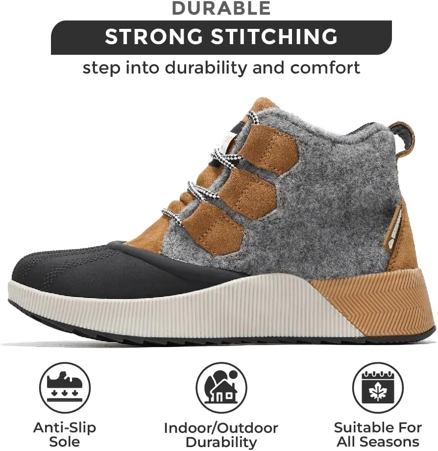 Project Cloud Waterproof Snow Boots for Women - Memory Foam Insole Non-Slip Womens Snow Boots & Winter Shoes with Shoe Lace - Lightweight Indoor Outdoor Shoes