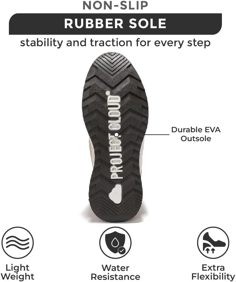 Project Cloud Waterproof Snow Boots for Women - Memory Foam Insole Non-Slip Womens Snow Boots & Winter Shoes with Shoe Lace - Lightweight Indoor Outdoor Shoes